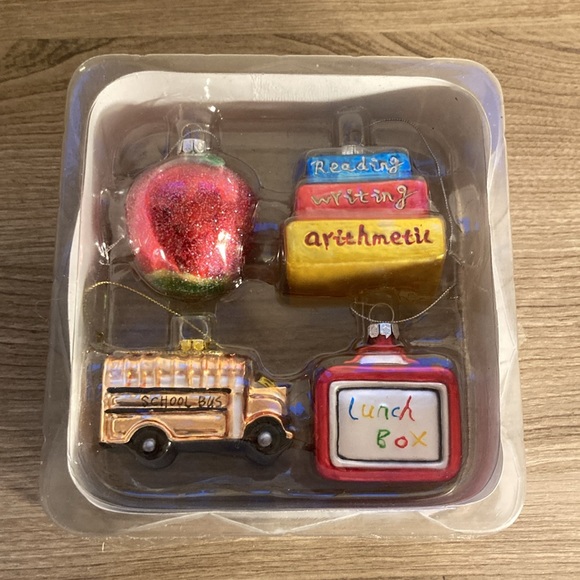 NWOT Four glass Christmas ornaments school theme - Picture 11 of 15